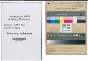 Entnazifizierung Wilhelmine Roensberg , geb. 15.07.1896 (Kaufm.Angestellte)