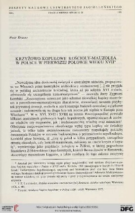 20: Krzyżowo-kopułowe kościoły-mauzolea w Polsce w pierwszej połowie wieku XVII
