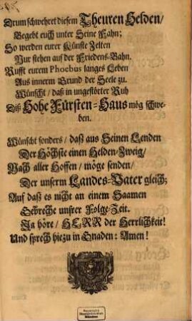 Als Der Durchlauchtigste Fürst und Herr, Herr Georg Wilhelm Marggraf zu Brandenburg ... Den 28. Julii die Erb-Huldigung in Dero Haupt-Stadt Wonsiedel gnädigst empfiengen, Wolte ihre gehorsamste Pflicht beobachten Die dasige Lateinische Stadt-Schule