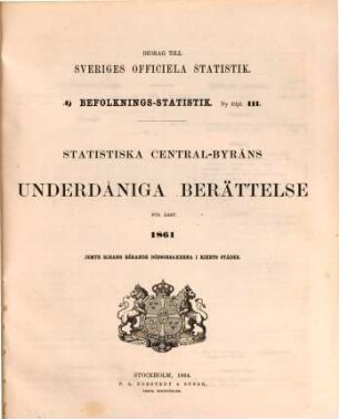 Bidrag till Sveriges officiella statistik. A, Befolknings-statistik. 3. 1861 (1864)