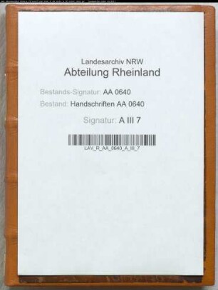 Kleve: Registrum comitis Johannis = Nr. C