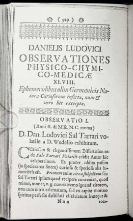 Danielis Ludovici Observationes Physico- Chemico- Medicæ XLVIII.