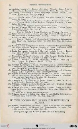 Seltene Bücher und Bilder zur Geschichte Badens (Nr. 366-440)