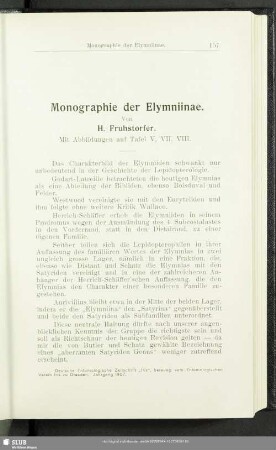Monographie der Elymniinae