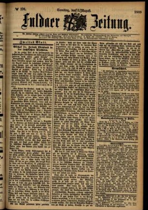 Zweite Ausgabe vom Samstag, den 03. August 1889.