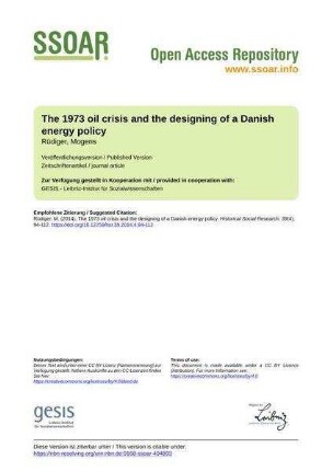 The 1973 oil crisis and the designing of a Danish energy policy