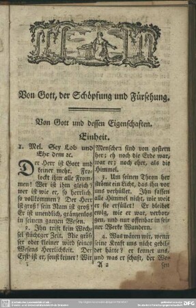 Von Gott, der Schöpfung und Fürsehung