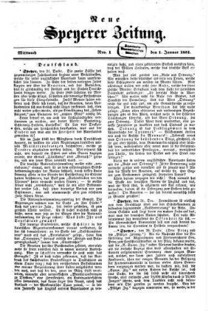 Neue Speyerer Zeitung. 1851