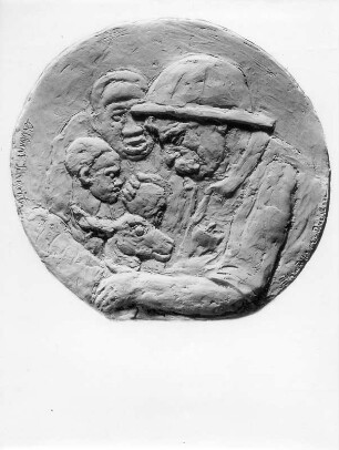 Entwurf für eine Albert-Schweitzer-Medaille : Entwurf für eine Albert-Schweitzer-Medaille. Ton (wohl um 1960; E. Richter). Dresden-Striesen, Borsbergstraße 11, Atelier der Bildhauerin