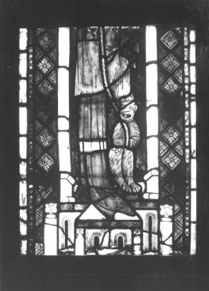 Heilige Margarete : Heilige Margarete (Gewand). Glasmalerei (um 1340/1350). Mühlhausen, Pfarrkirche Sankt Blasius (N III (8b))