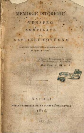 Memorie istoriche di Venafro