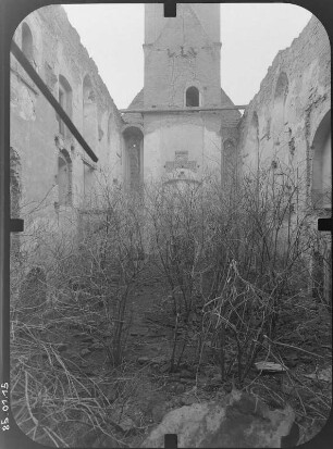 Schönwölkau-Wölkau-Kleinwölkau. Pfarrkirche (1676-1688, Gewölbeeinsturz 1969). Inneres nach Westen