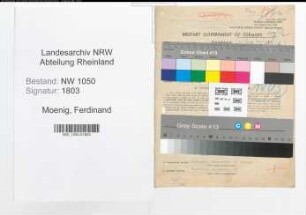 Entnazifizierung Ferdinand Moenig , geb. 17.04.1906 (Vertreter)