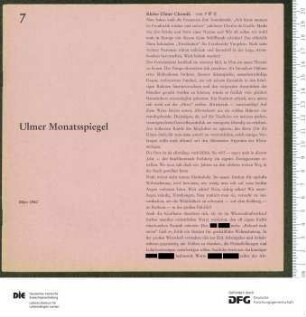 Programm 7. Monatsabschnitt 1959/1960
