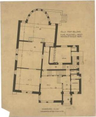 Billing, Hermann; Karlsruhe, Moltkestr.47 / Beethovenstr.; Villa Billing - Grundriss EG