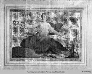 Decken- und Wanddekoration : Wanddekoration mit Allegorien und Tugenden : Sockeldekor weiblicher Figur (Pax?)