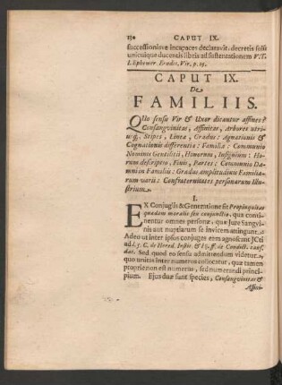 Caput IX. De Familiis.