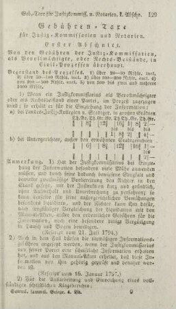 Gebühren-Taxe für Justiz-Kommissarien und Notarien.