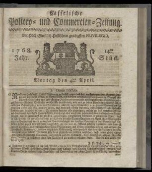 14tes Stueck, Montag den 4ten April. 1768