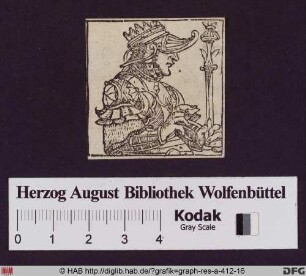 Brustbildnis eines Fürsten mit Szepter in einer Rüstung im Profil nach rechts.