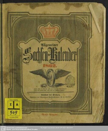 1862: Allgemeiner Sachsen-Kalender