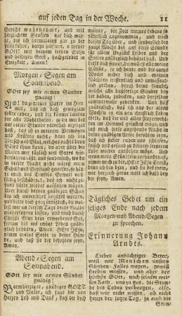 Morgen-Segen am Sonnabend