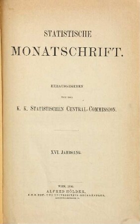 Statistische Monatschrift. 16. 1890