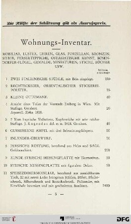 Wohnungsinventar (Nr. 1-331)