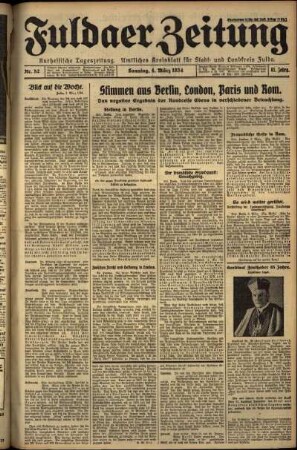 Erste Ausgabe vom Sonntag, den 04. März 1934.