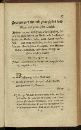 Fortgesetztes ein und zwanzigstes Cap. Neun und zwanzigstes Orakel