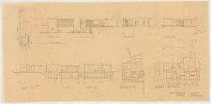 Haus und Garten Paepke, Hofgeismar-Carlsdorf: Grundriss Untergeschoss, Erdgeschoss; Aufriss Nordansicht, Südansicht, Westansicht, Ostansicht; Schnitte 1:100