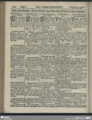 Die erste Epistel (Send-Brief) des Apostels Pauli an Timotheum