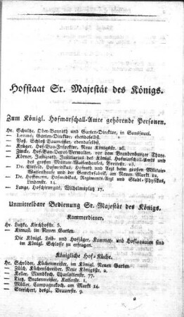 Hofstaat Sr. Majestät des Königs