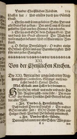 XXI. Von der Christlichen Kirchen.