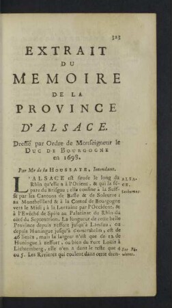 Extrai du Memoire de la Province d'Alsace.
