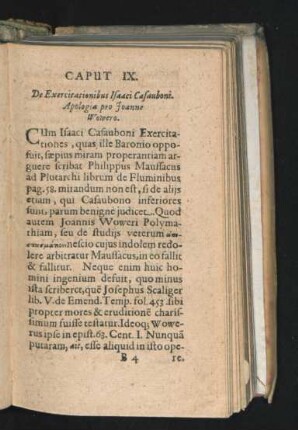 Caput IX. De Exercitationibus Isaaci Casauboni. Apologia pro Ioanne Wowero.