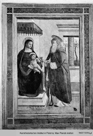 Votivfresko: Madonna mit Heiligen : Madonna mit dem heiligen Antonius Abbas