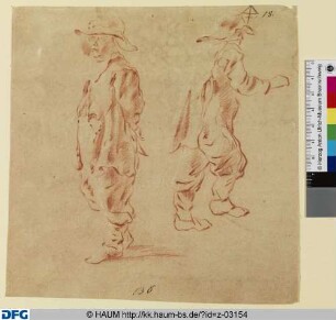Figurenstudien zweier Männer mit Hut, voneinander abgewandt stehend