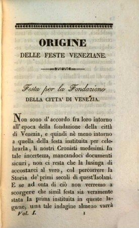 Origine delle Feste Veneziane. Volume primo