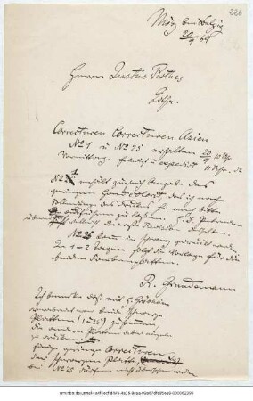 Brief von Reinhold Grundemann an Justus Perthes' Geographische Anstalt  : Mörz bei Belzig, 20.09.1869