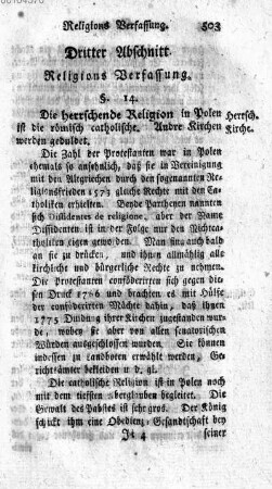 Dritter Abschnitt. Religions Verfassung