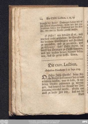 Die CXIV. Lection. Gehalten Dienstags d. 18. Sept. 1725.