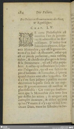 Des Polices ou Gouvernements des Citez & Republiques. Chap. LV.