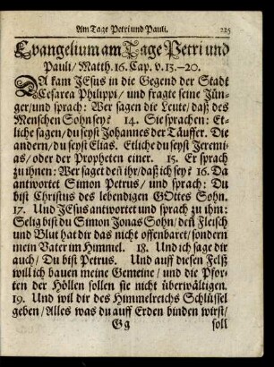 Evangelium am Tage Petri und Pauli/ ...