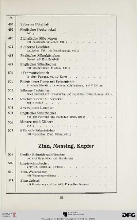 Zinn, Messing, Kupfer (Nr. 508-556)