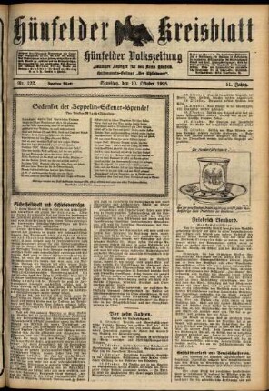 Zweite Ausgabe vom Samstag, den 10. Oktober 1925.
