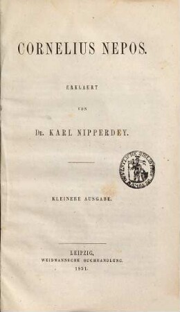 Cornelius Nepos : erkl. von Karl Nipperdey
