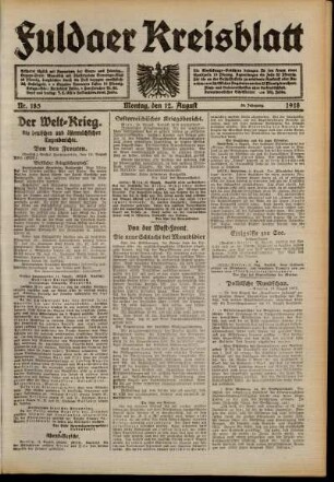 Ausgabe vom Montag, den 12. August 1918.