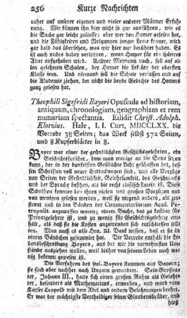 Opuscula ad historiam, antiquam, chronologiam, geographiam et rem numariam spectantia.