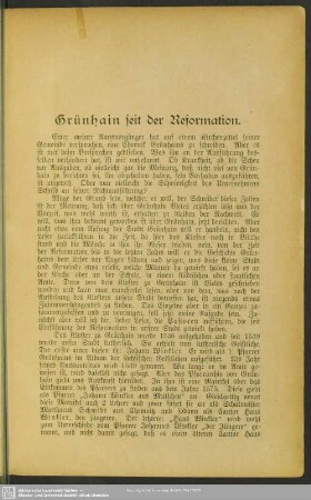 Grünhain seit der Reformation
